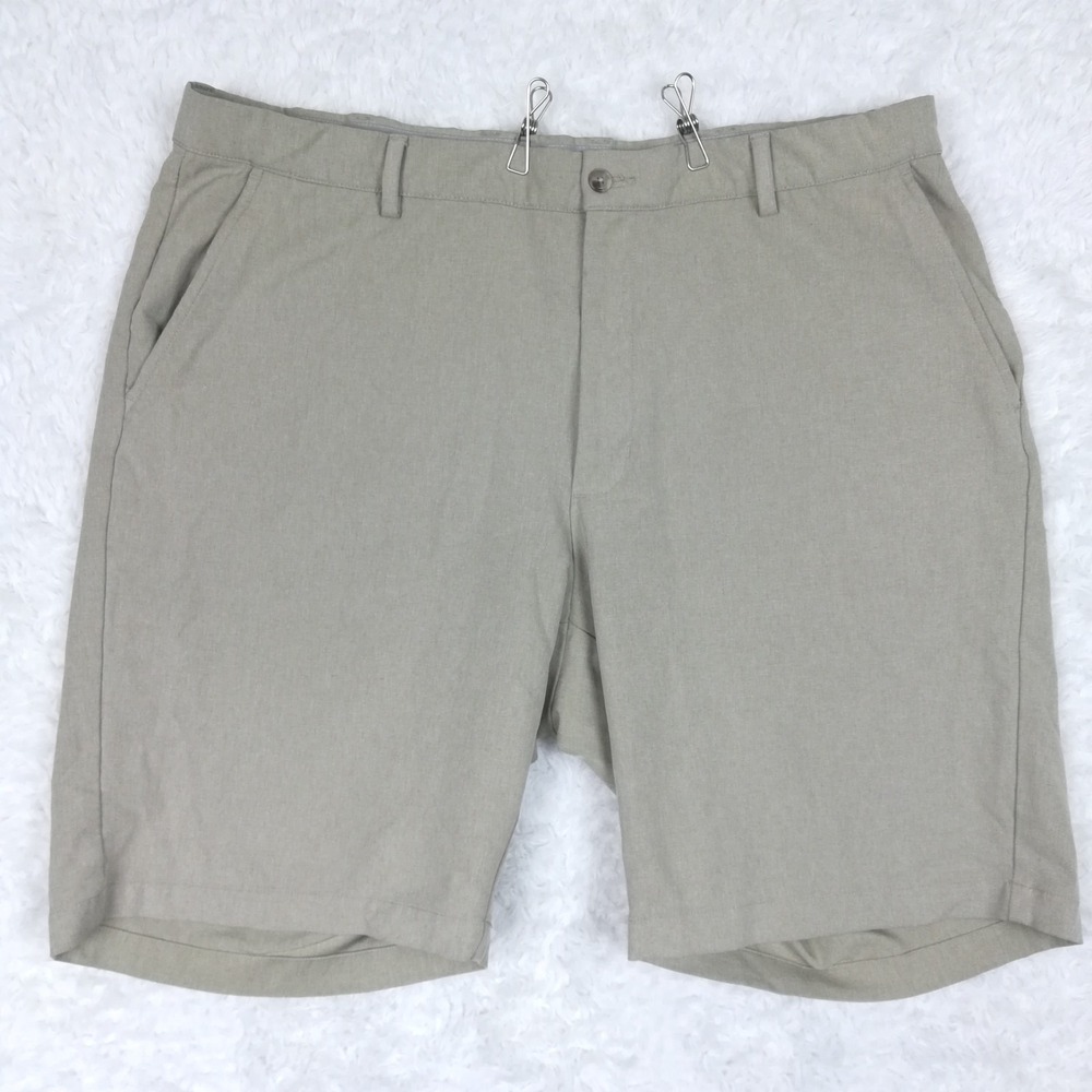 Greg Norman Mens Shorts Performance Stone Beige 9" Inseam Preppy 40